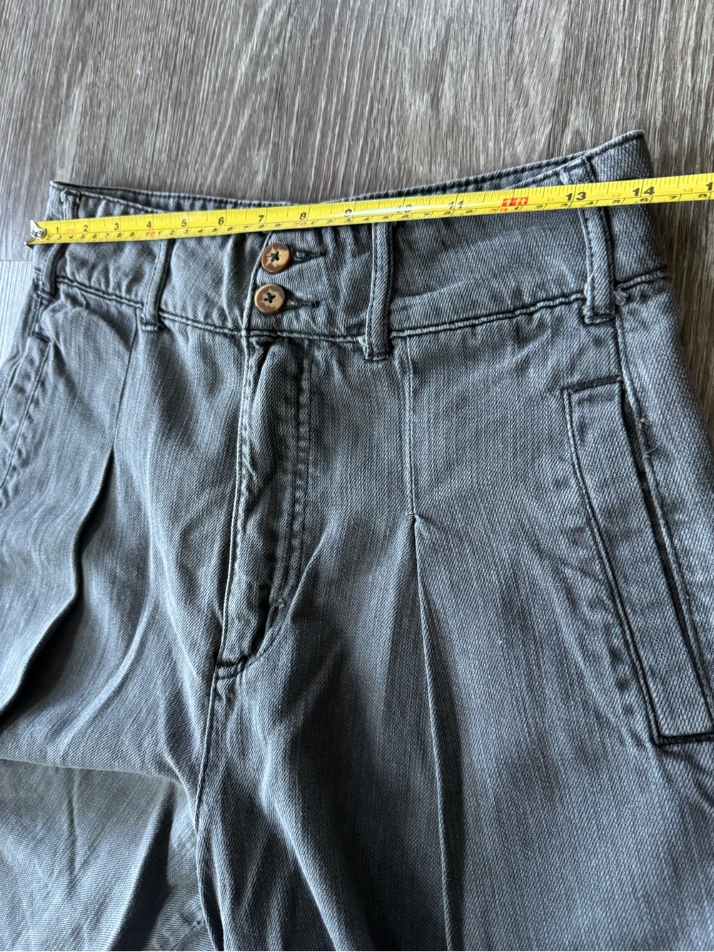 Anthropologie Pilcro Womens 28 Gray Pleated Wide Leg Palazzo Jeans High Rise - Picture 7 of 10